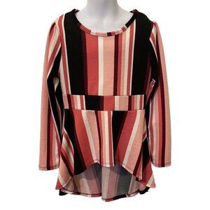 One Step Up Girls High Low Tunic Size S 7/8 Pink Striped Long Sleeve